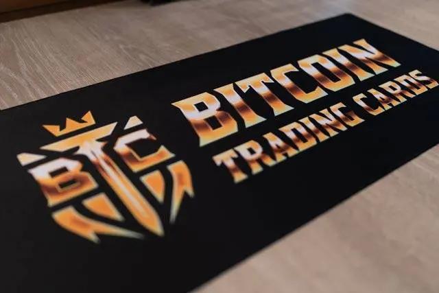 Limited edition BTCTC Breaker Mat 16x36 with golden logo from Based Trading Cards