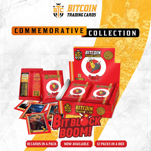 Official BitBlockBoom! 2024 commemorative Bitcoin trading cards and hobby box archive.