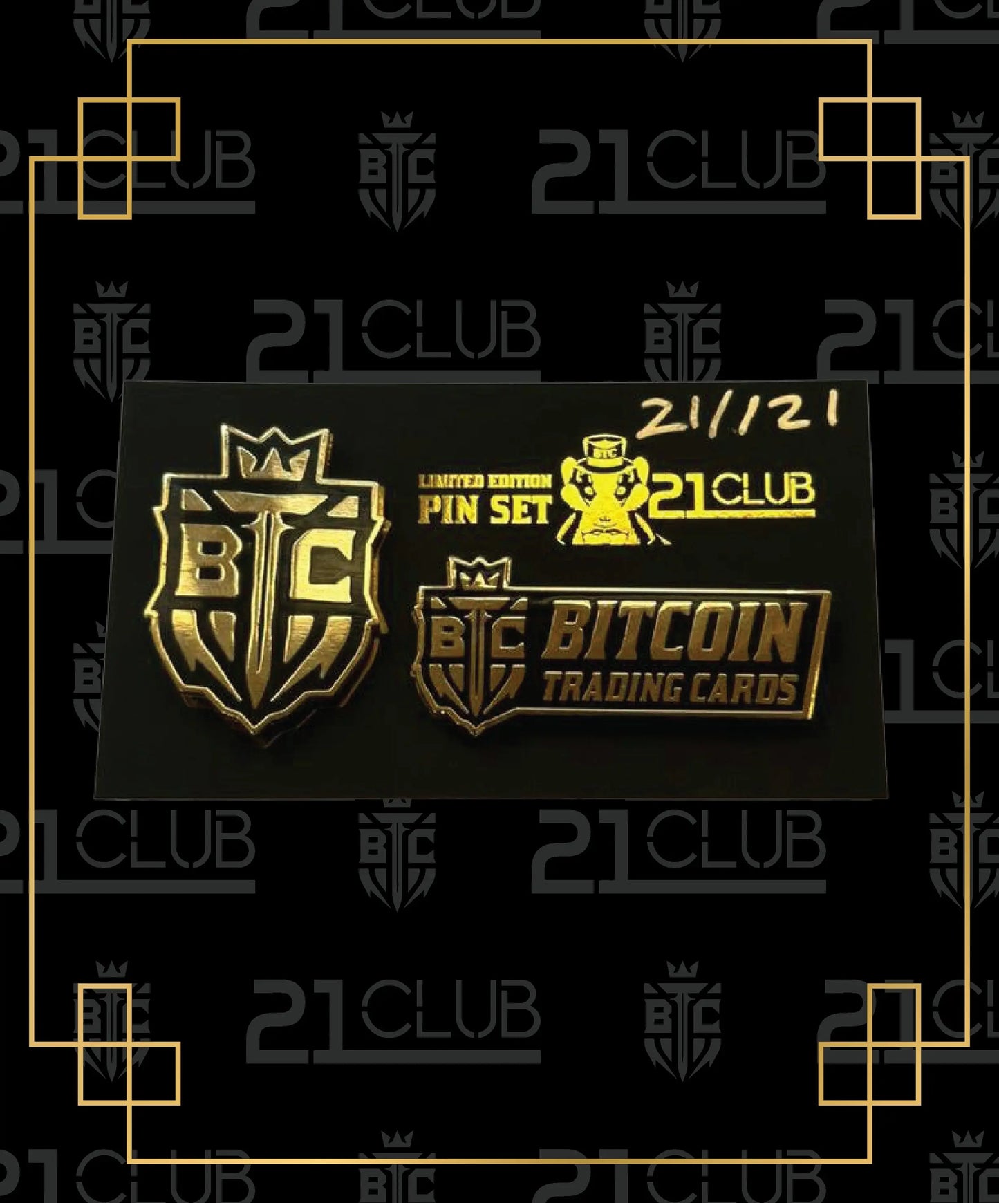 21 Club BTC Pin Set - Limited Edition of 121 Bitcoin Trading Cards