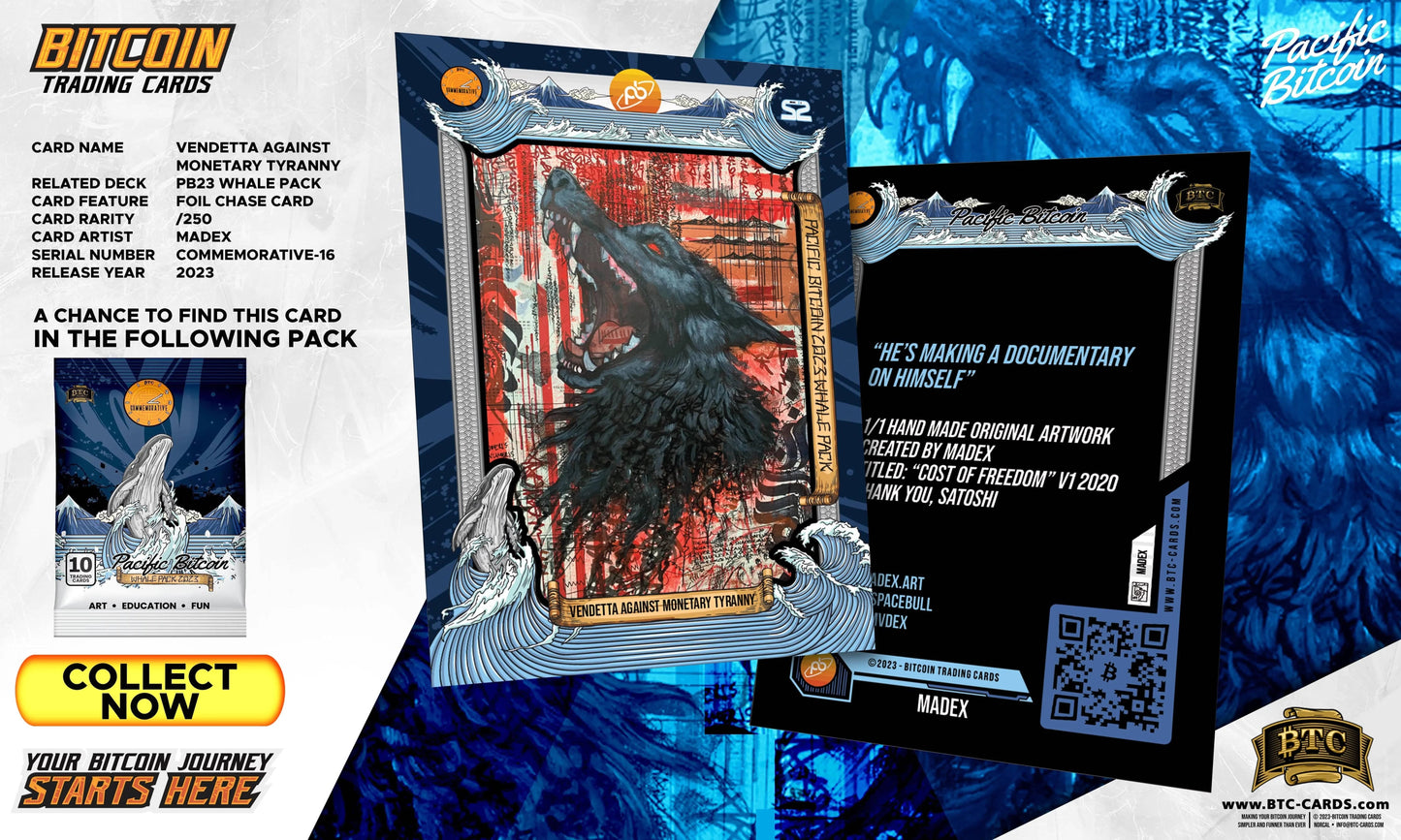 PB23 Whale Pack cold foil hit card artwork from Madex featuring wolf design from Based Trading Cards