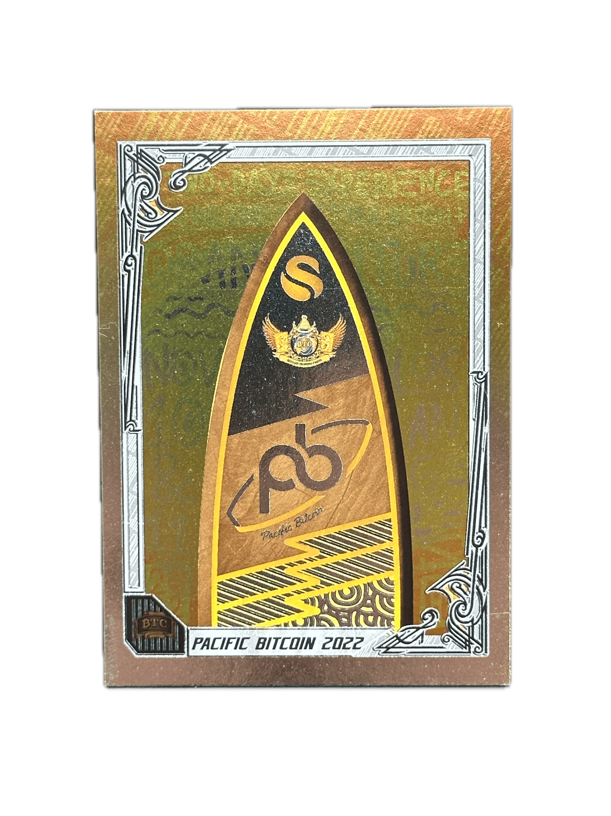 PB22 Commemorative Pack featuring The Surfboard cold foil card artwork from Based Trading Cards