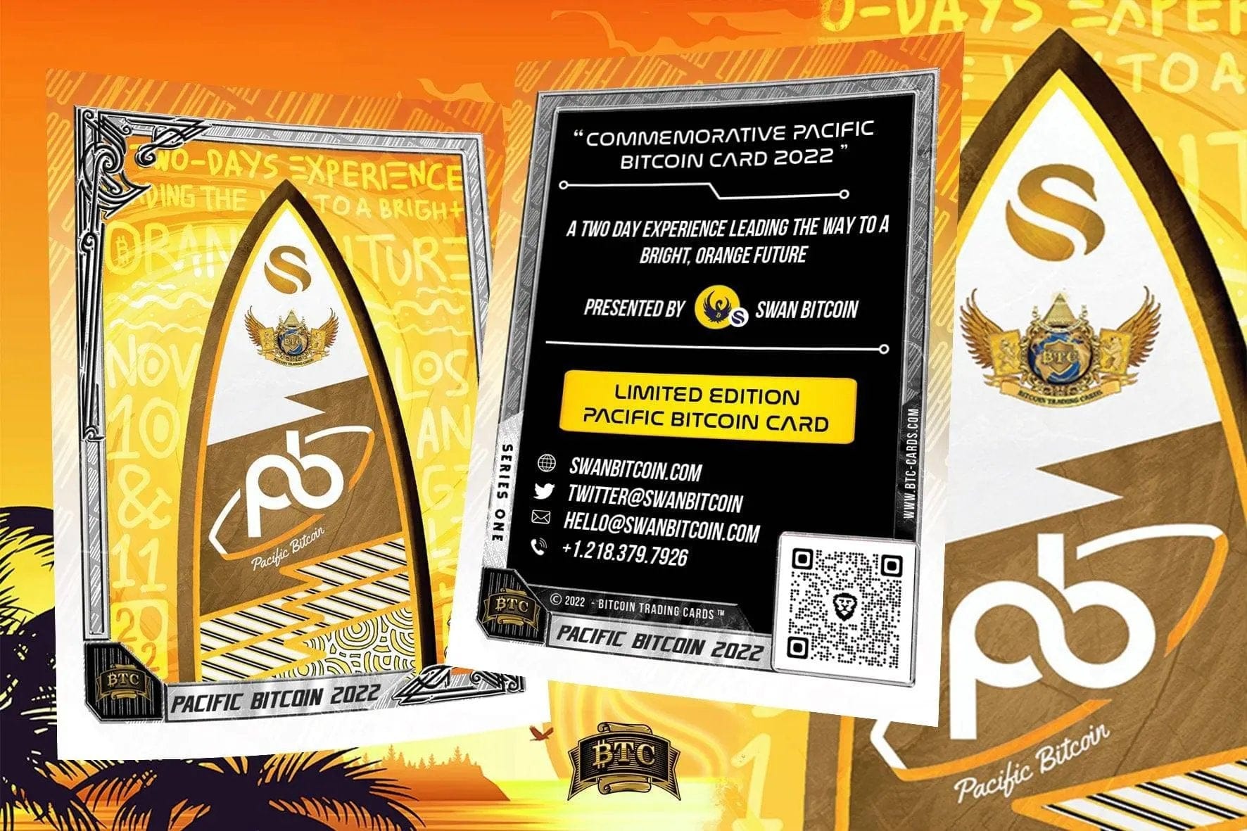 PB22 surfboard front and back of card from Based Trading Cards commemorative collection