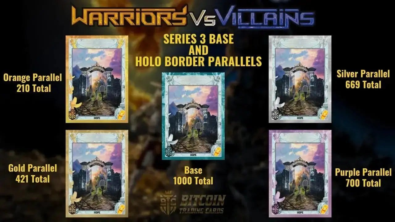 OPP Series 3 Hope card in five parallels - Base Orange Gold Silver Purple with print run totals from Based Trading Cards