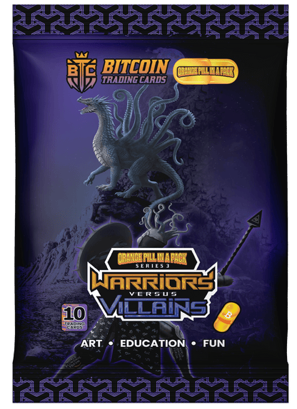 OPP Series 3 Villain foil pack with hydra creature and dark armored figure on purple background from Based Trading Cards